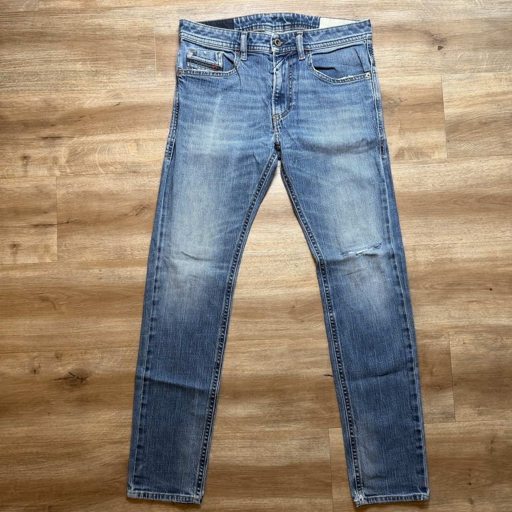 Diesel Jeans Men 30x30 Blue Thommer Slim Skinny Fit Stretch Distress Denim 089AR